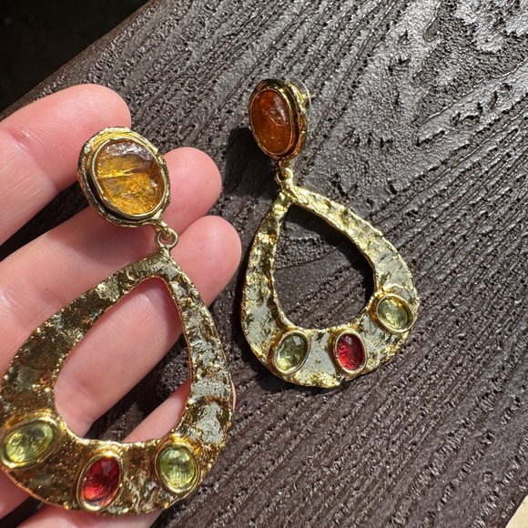 Radiant Citrine and Multicolor Gemstone Earrings - Picture 6 of 6